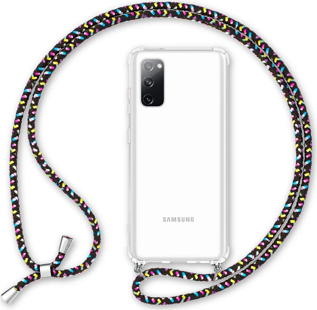 NALIA Samsung Galaxy S20 FE - Custodia per cellulare con catena Cover Cord Case Nero Colorato