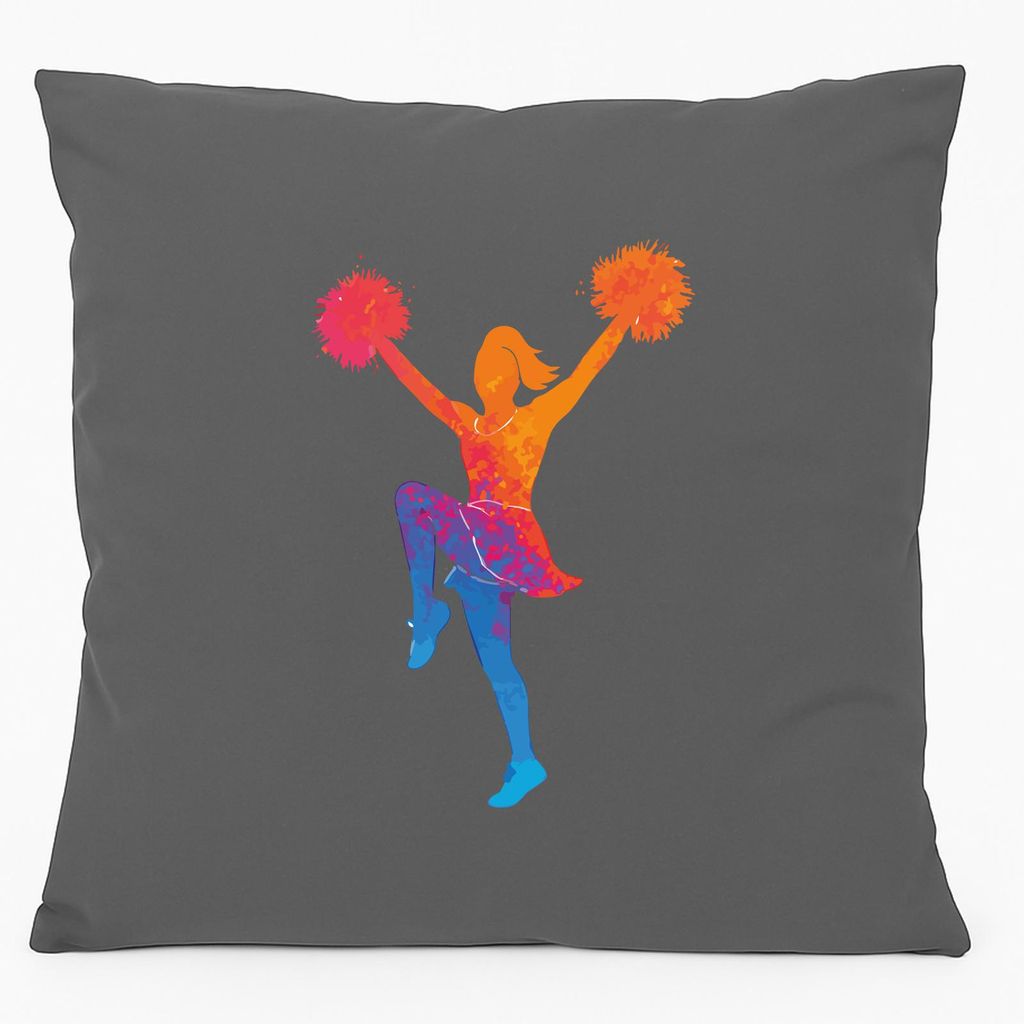 Huuraa Kissen Cheerleading bunte Silhouette 40x40cm mit Füllung Steel Grey Baumwolle Dekokissen Geschenkidee
