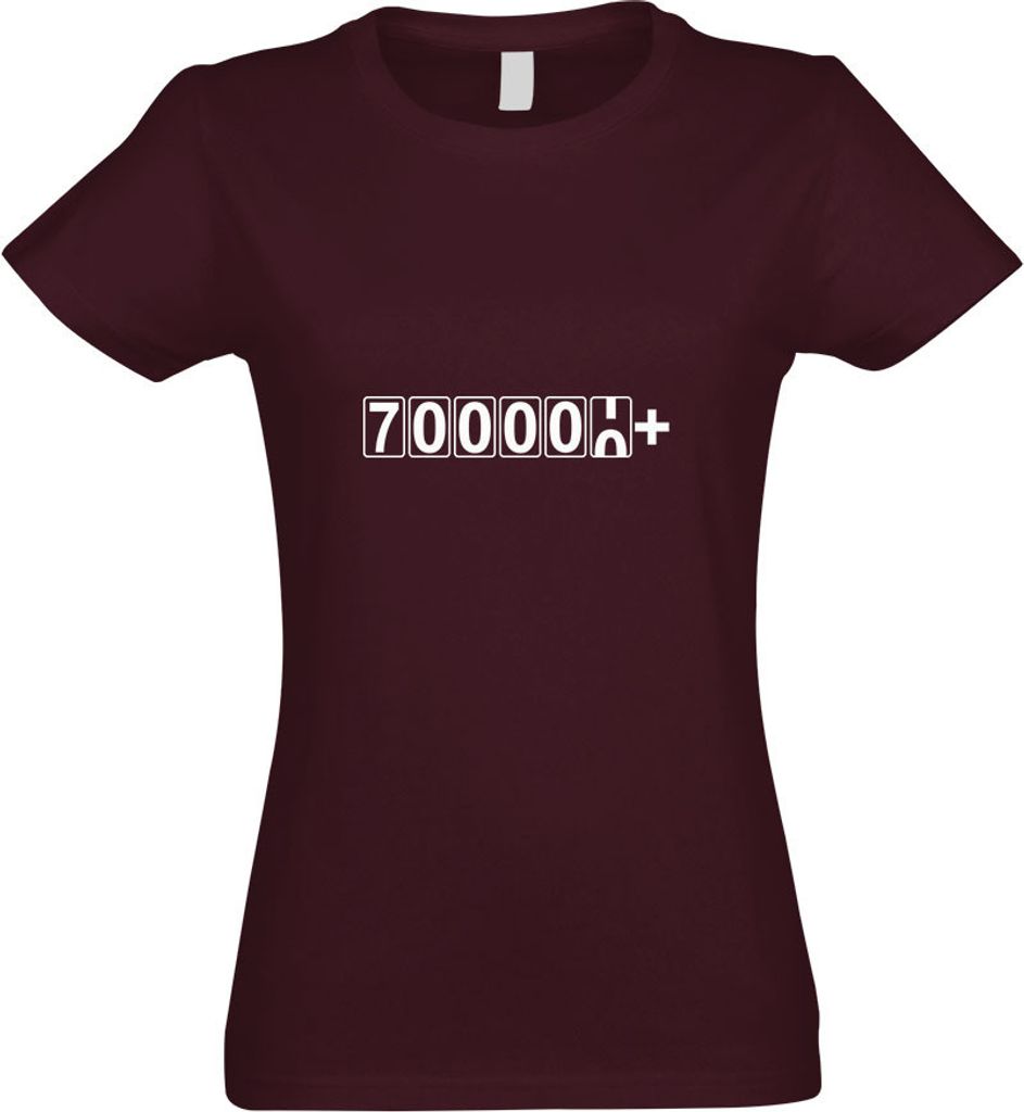 Kiwistar - T-Shirt tailliert - Damen - Burgund - 700000+ km Kilometerzähler - mit Motiv Bedruckt - Funshirt Design - Sport - Freizeit - Damen - S