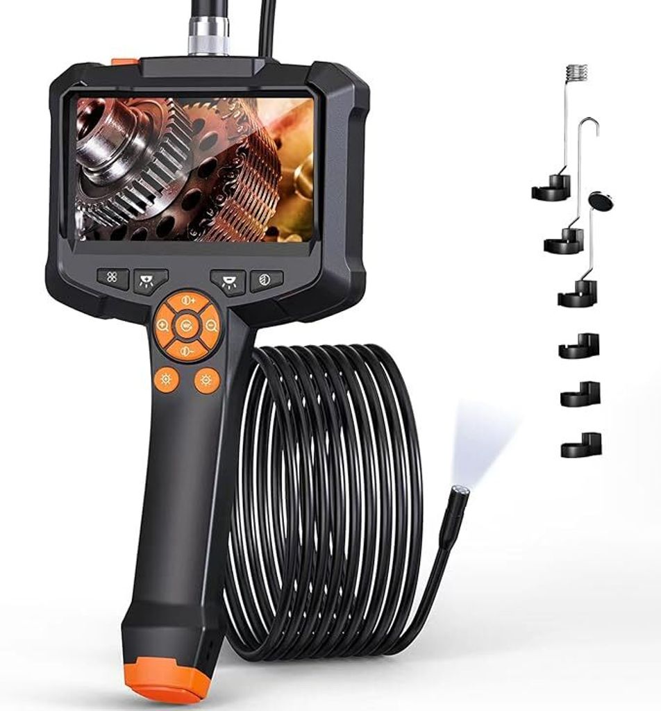 Endoskopkamera mit Licht,8mm IP67 wasserdichte Endoskop, 4.3" IPS Bildschirm Inspektionskamera, 1080P HD Rohrkamera mit 8 Einstellbaren LEDs,1M