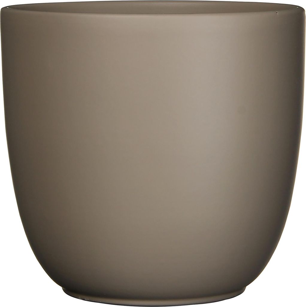 Blumenübertopf "Tusca" aus Keramik H 23 cm – Ø 25 cm Taupe-Matt - Übertopf Keramik Blumentopf Pflanztopf