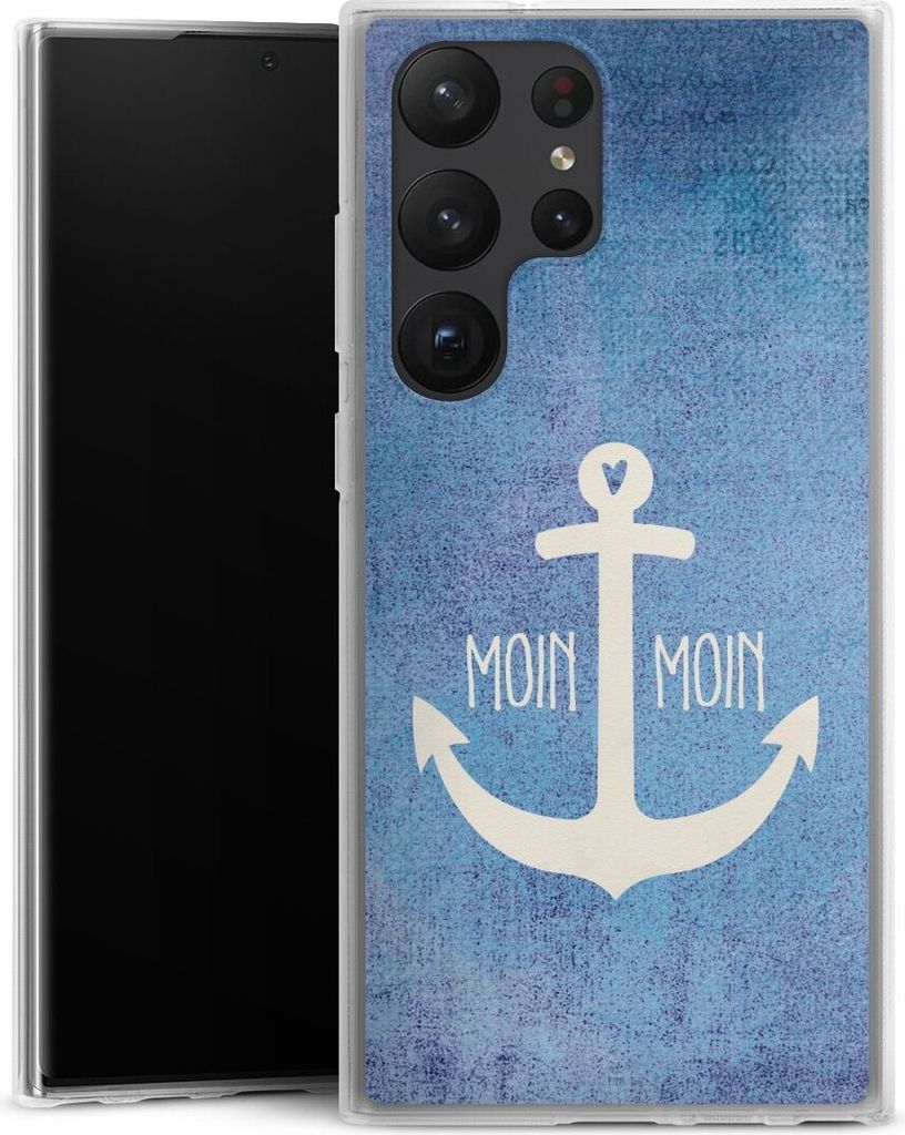 DeinDesign Handyhülle für Samsung Galaxy S23 Ultra Silikon Hülle Case Smartphone Schutzhülle Anker Blau maritim