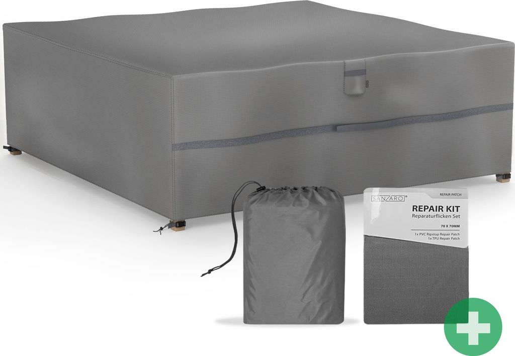 SANZARO Gartenmöbel Abdeckung für Loungemöbel Sofas Winterfest | RipStop-Technologie | 600D Oxford Gewebe| UV-Beständig | 237x237x80cm