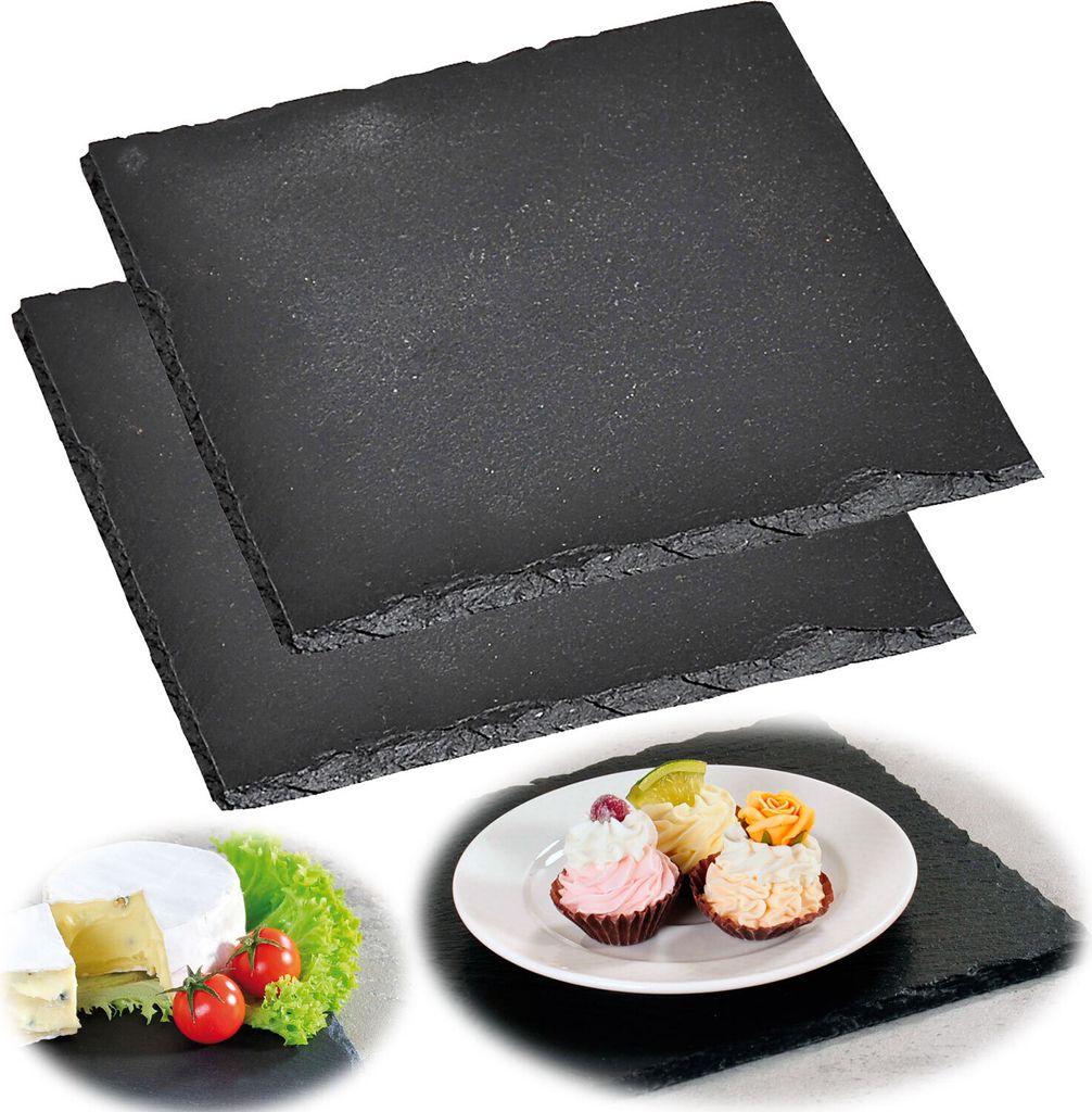 LS-LebenStil Schieferplatte 2´er Set 20x20cm Servierplatte Produktbild 