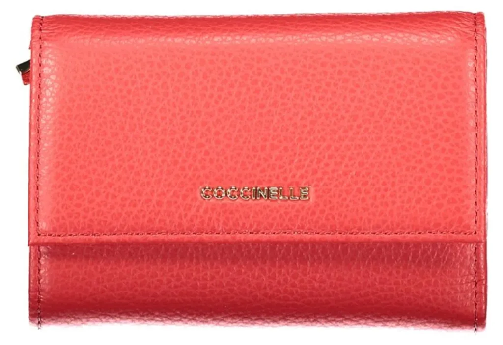 Grand Portefeuille Femme Coccinelle en Cuir avec Fermeture Zippée