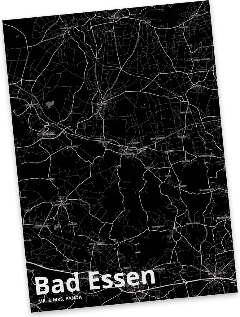 Mr. & Mrs. Panda Postkarte Bad Essen - Geschenk, Stadt, Dorf Karte Landkarte Map Stadtplan, Ansichtskarten, Grußkarte, Postkarten, bildkarte, Foto...