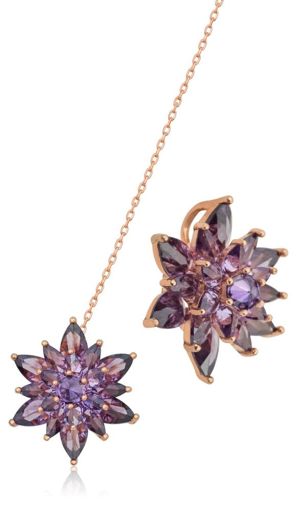 Damen Halskette Lotusblume lila 925 Silber rosévergoldet