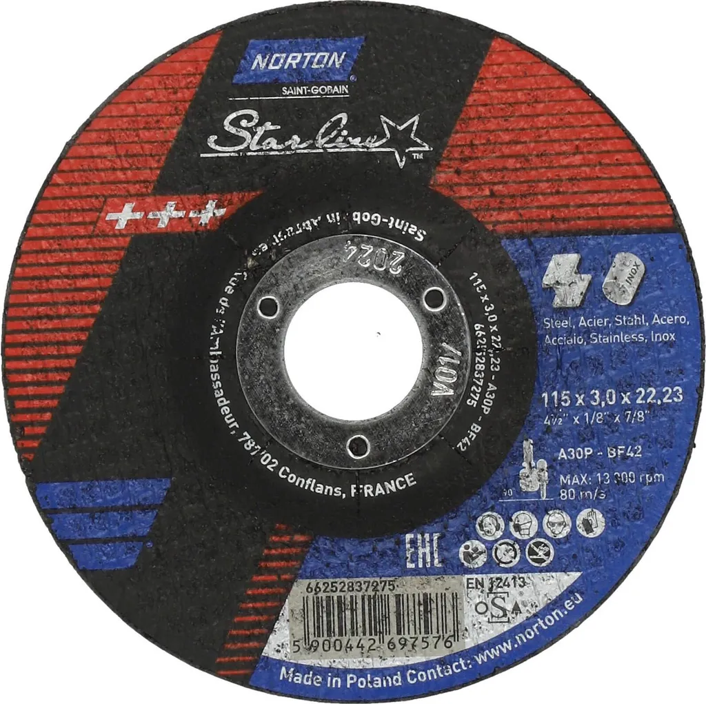 Norton Starline 115 x 3,0 mm: Disco Abrasivo Taglio Metallo Professionale