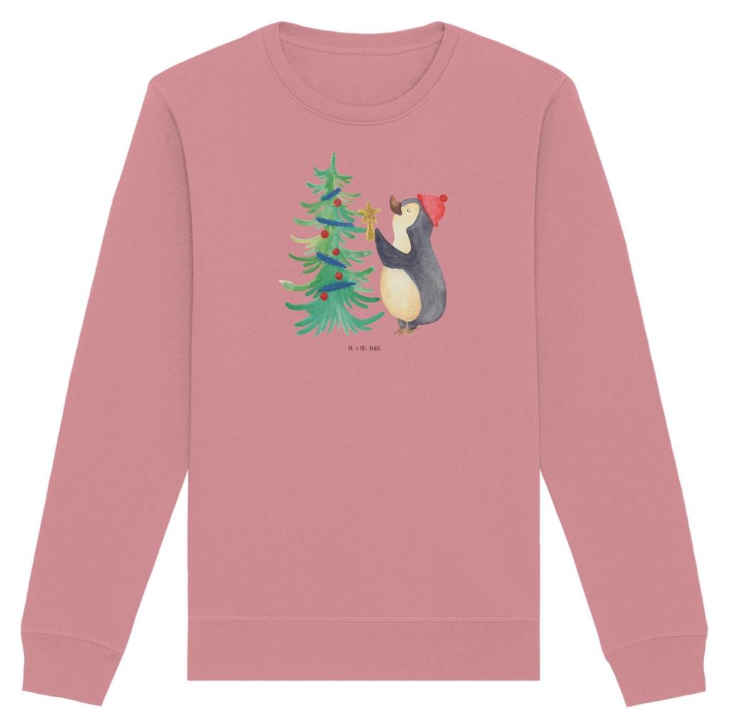 Mr. & Mrs. Panda Baumwoll Pullover Pinguin Weihnachtsbaum Größe M - Canyon Pink - Geschenk, Winter, Weihnachten, Sweater, Sweatshirt, Pulli, Bio