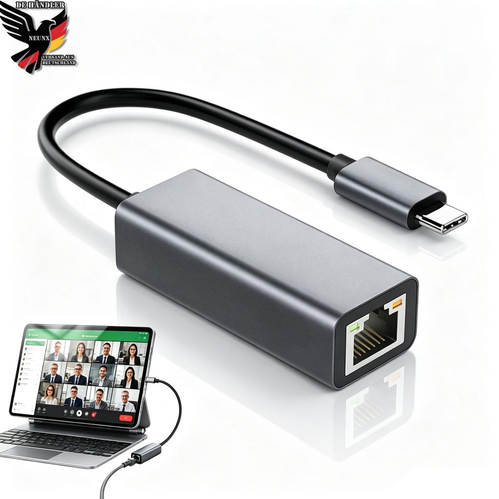 USB C auf Ethernet Adapter, 1000Mbps USB C LAN Adapter USB Produktbild 