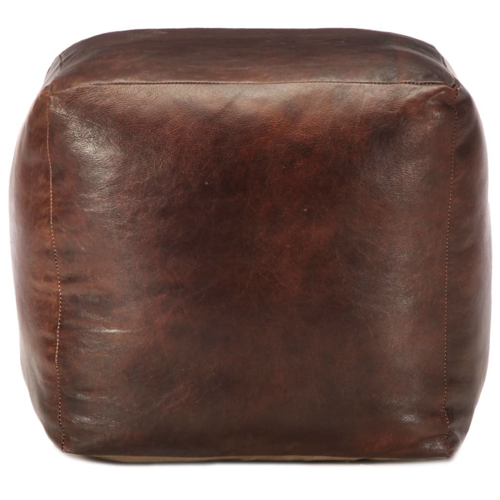 vidaXL Pouf Dunkelbraun 40 x 40 x 40 cm Echtes Ziegenleder Image du produit 