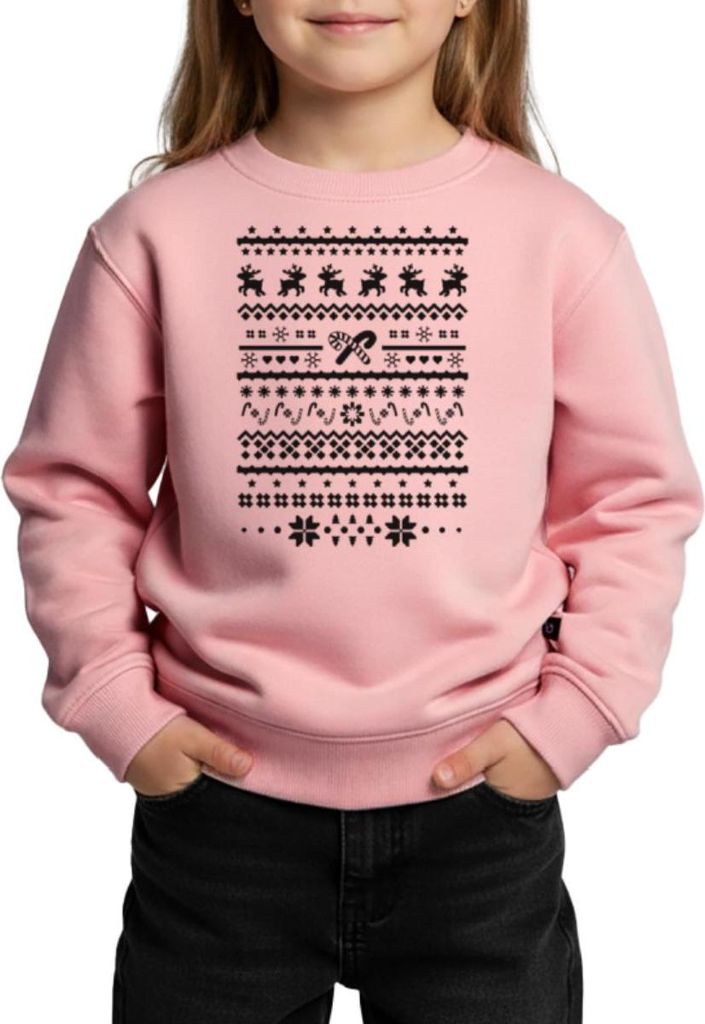 Spreadshirt Ugly Christmas Sweater Retro Lustig Weihnachten Kinder/Teenager Premium Pullover, 134/140 (8 Jahre), Rosa