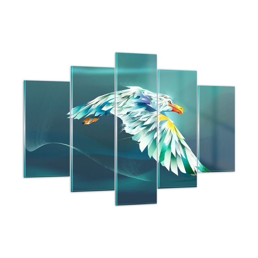 Bilder auf glas - Adler Abstraktion - 150x100cm - Glasbilder - Wandbilder - Kunstdruck - zum Aufhängen bereit - Wanddekoration aus Glas - Glas Bil...