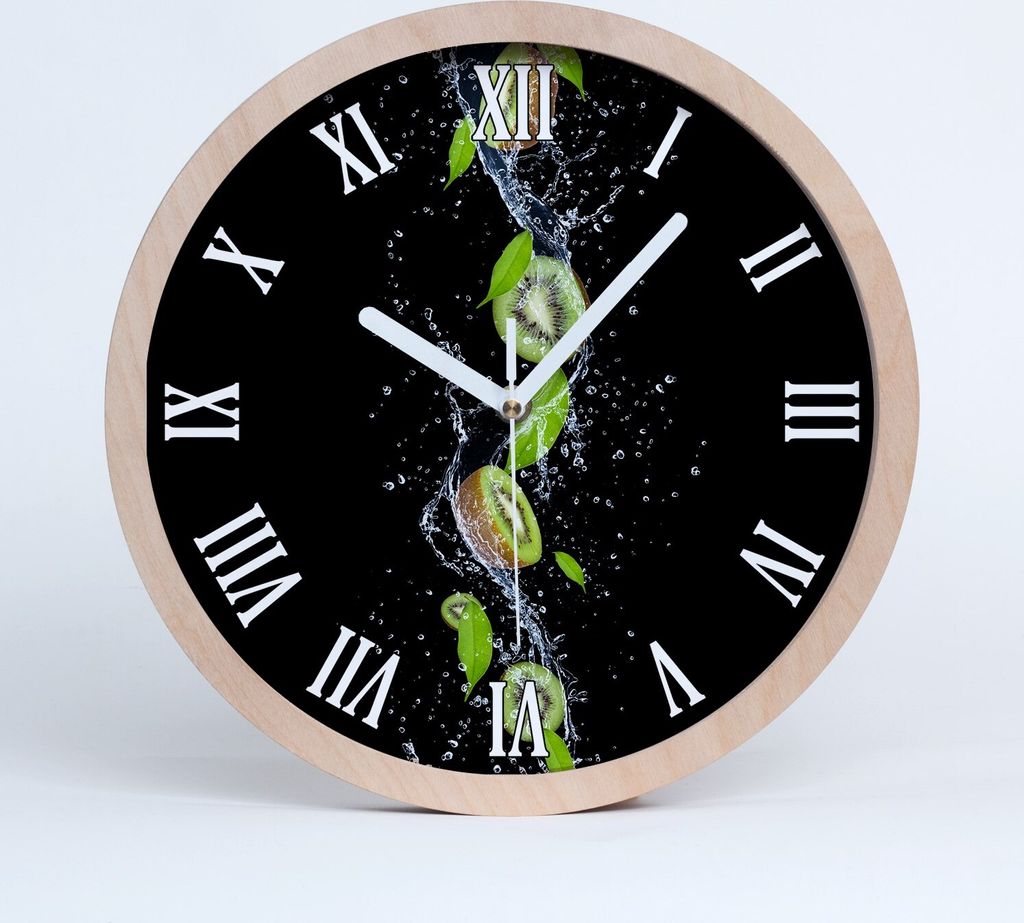 Holzuhr 20fi cm wanduhr - weiße Spitzen - Kiwi und Wasser