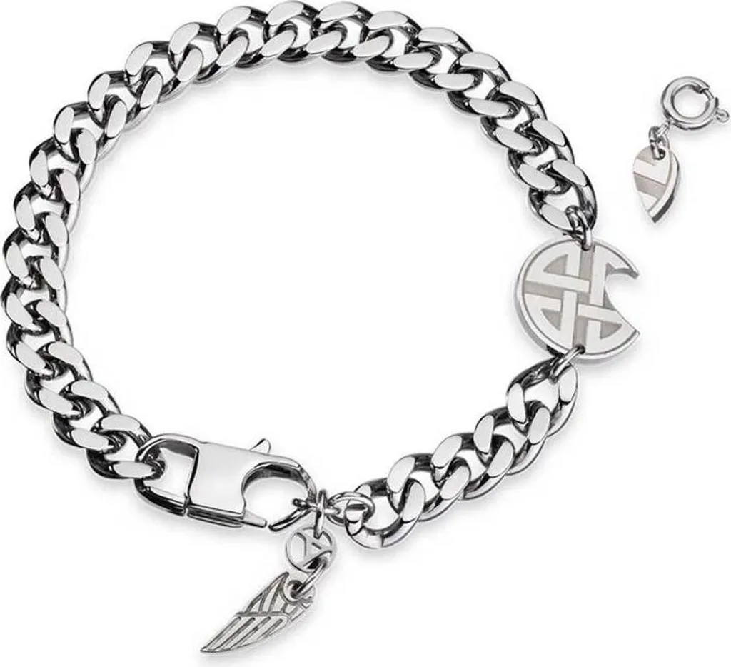 Bracelet gourmette pour homme AN Jewels noir et argent en acier chic