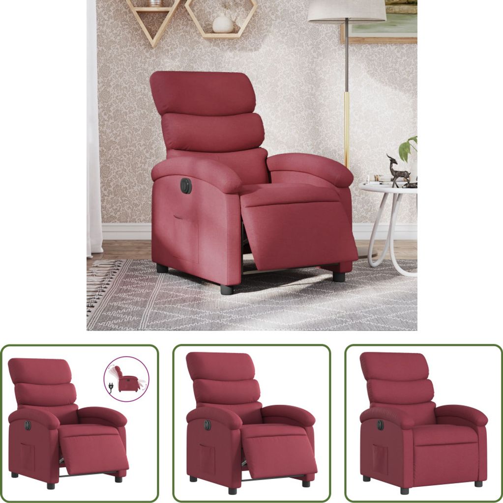The Living Store Relaxsessel Elektrisch Weinrot Stoff