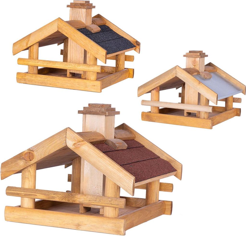 BOOGARDI Vogelhaus Holz · rotes Dach · Vogelfutterhaus Produktbild 
