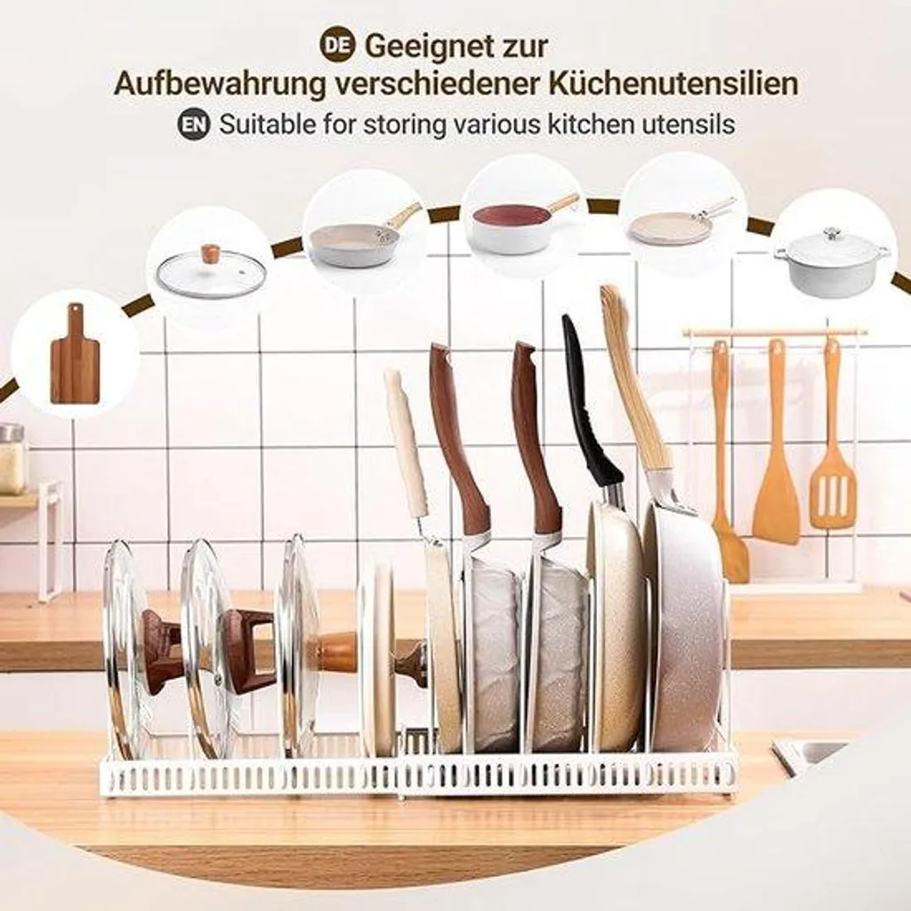Organisateur mural de cuisine pour bols et coupelles, gain de place 56cm