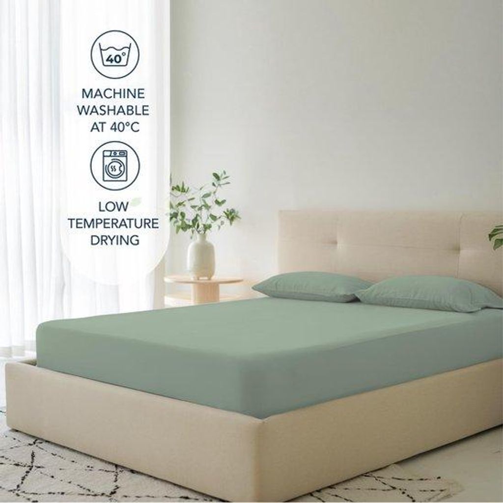 Famanu Spannbettlaken 180x200 cm, 100% Mikrofaser, 35 cm Höhe, – Lichtgrün