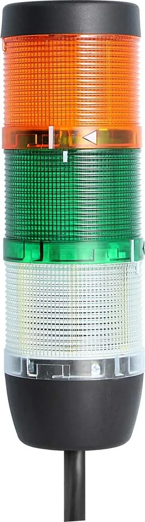 Colonna segnaletica STEX24 bianca-verde-gialla, 70 mm, 24 V CA/CC, luce lampeggiante a LED Cavo da 2,5 metri, SS70-OB3/24 157 Tecnica di collegamento: