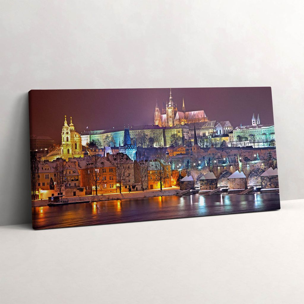 Prager Burgviertel – Leinwandbild Wandbild – 100x50 cm – Leinwandbilder – Wandbilder – Schlafzimmer – Flur