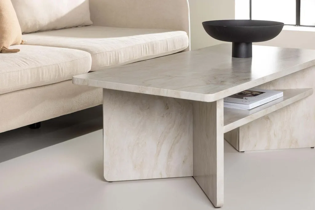 Table Basse Beige Alesund 60x120 cm - Finition Mate et Structure Solide - 5
