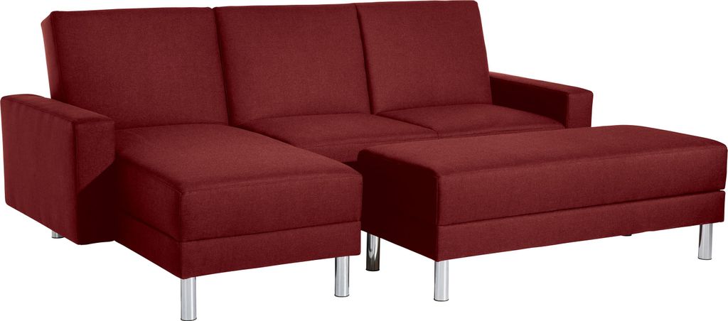 Max Winzer Funktionssofa mit Hocker Just Fashion - Flachgewebe rot - Maße: 230 x 144 x 92 cm