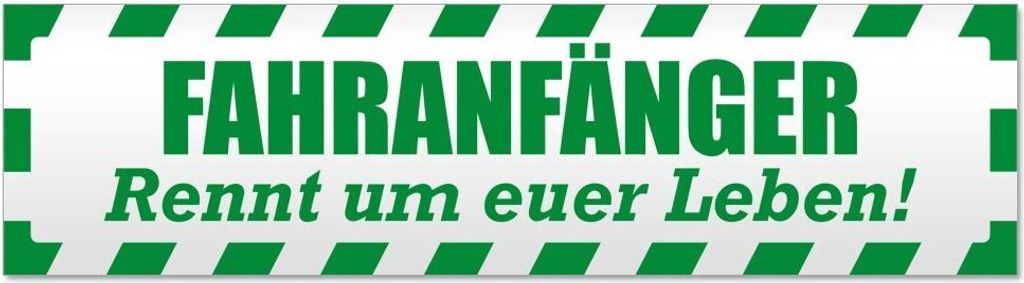 Kiwistar Fahranfänger rennt Leben gestreift Magnetschild Schild magnetisch - 20cm Grün - Magnetfolie für Auto PKW Kfz