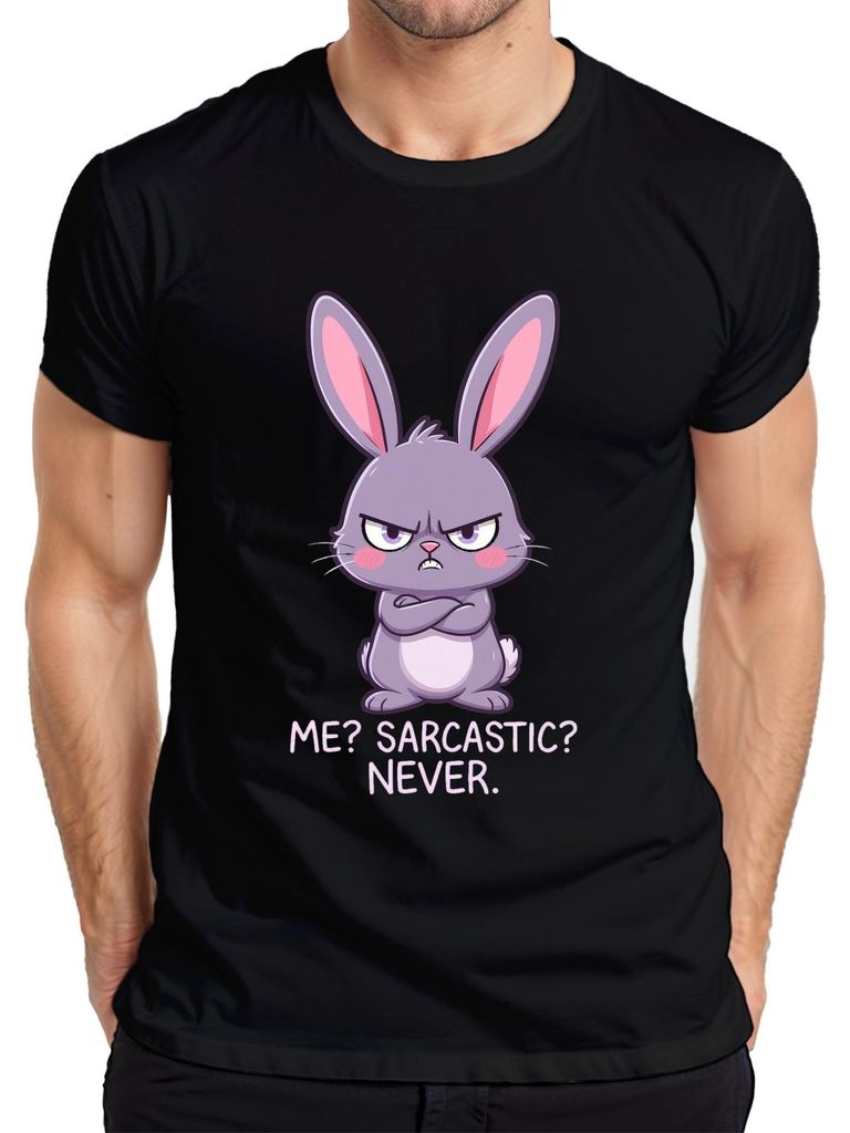 Me Sarcastic Never grumpy bunny lila Hase lustig Geschenk Ostern Herren T-Shirt, Schwarz, S