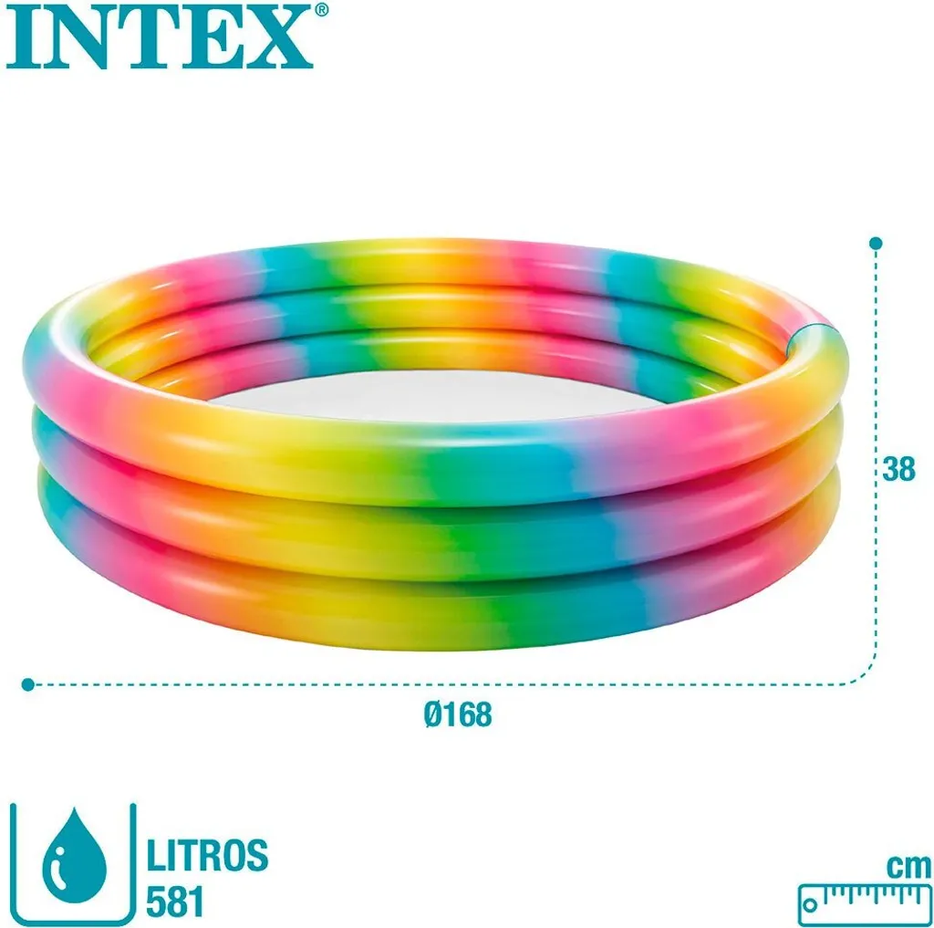 Pataugeoire 3 anneaux robuste Intex Rainbow Ombre multicolore - 27