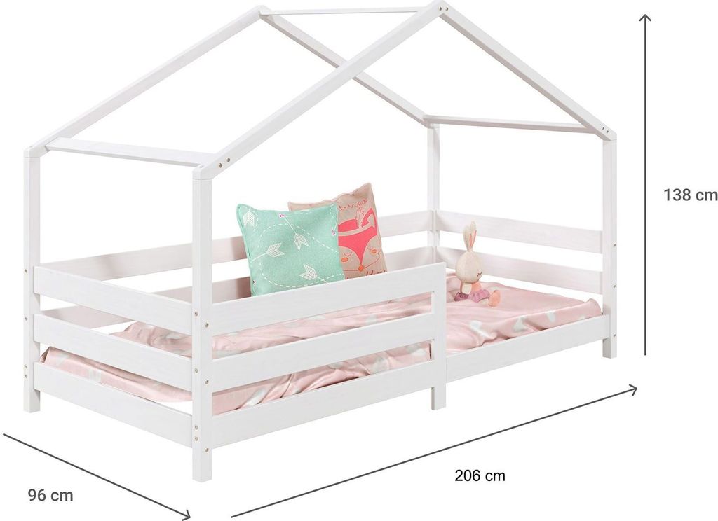 Hausbett RENA aus massiver Kiefer in weiß, schönes Produktbild 8