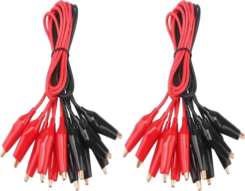 20 Stück krokodilklemmen mit Kabel Messleitungs-Set, Doppelklemmen Messleitung (50 cm)