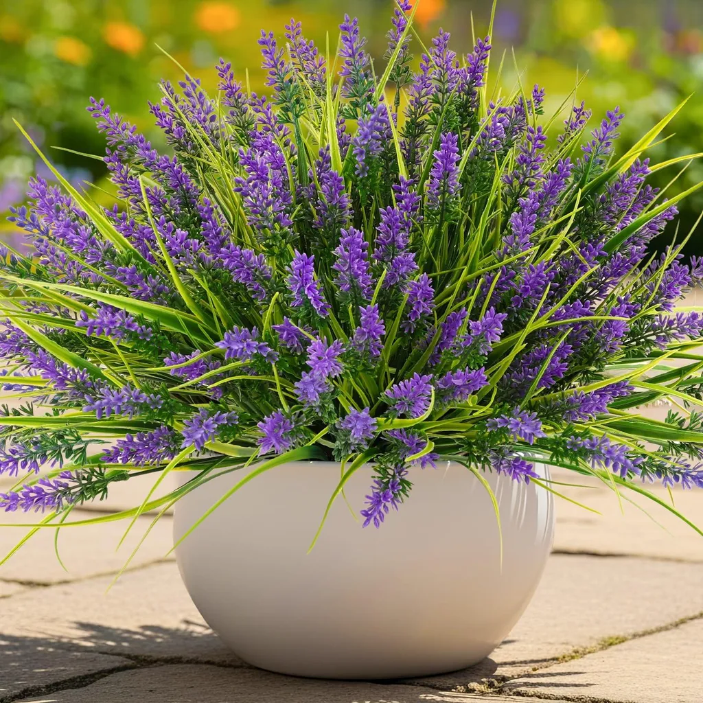 6 Lavandes Artificielles Violettes Extérieur Plantes Balcon Résistantes