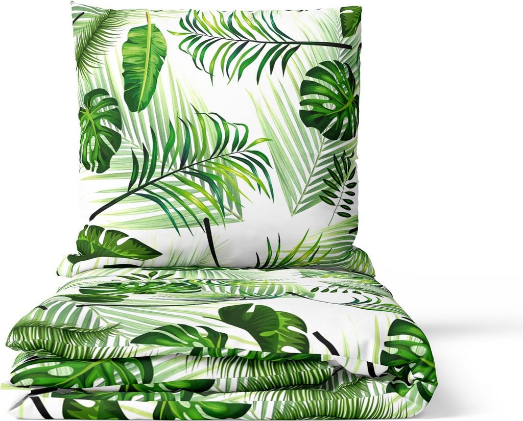 2-tlg Bettwäsche Leaves 135x200 + 80x80 cm mit YKK Produktbild 