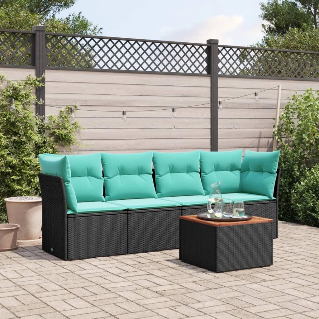 Maison Exclusive - 5-tlg. Garten-Sofagarnitur mit Kissen Schwarz Poly Rattan