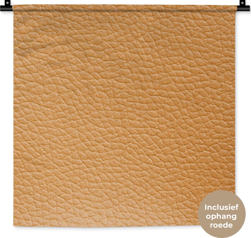 MuchoWow Wandteppich Wandbehang Leder - Strukturiert - Leder-Optik - Orange 60x60 cm Tapisserie Dekoration Wandtuch - Dekorationen - Wand Decke
