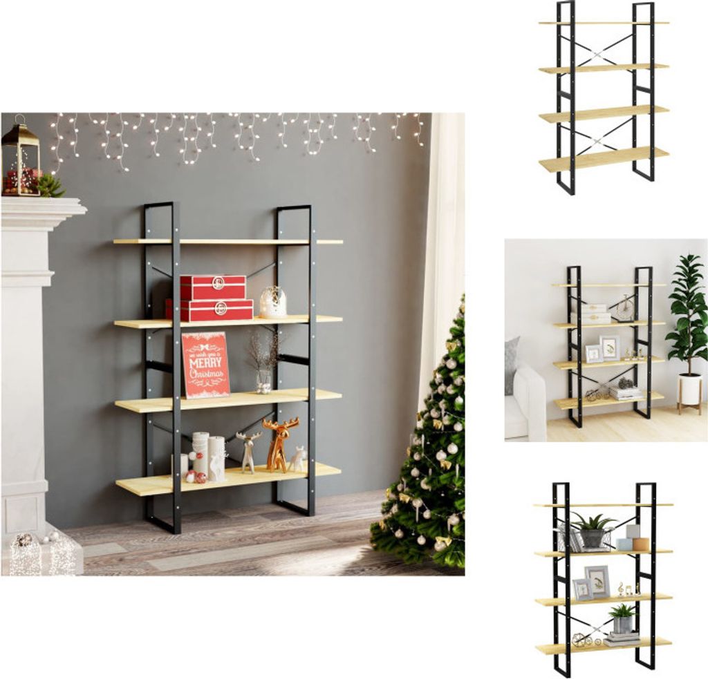 vidaXL Bücherregal 4 Fächer 100x30x140 cm Massivholz Kiefer - Bücherregale & Bücherschränke