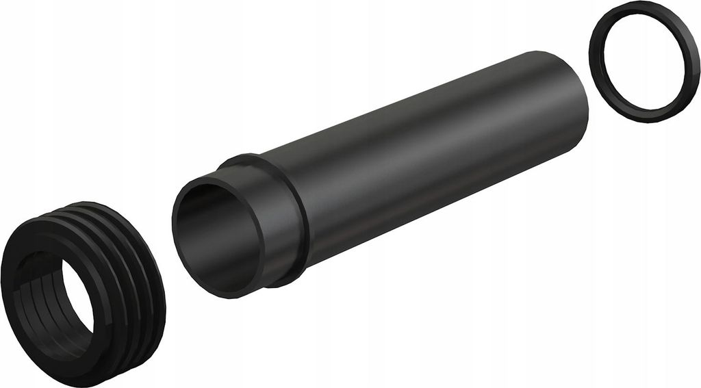 A disassembled plumbing component with seals.
