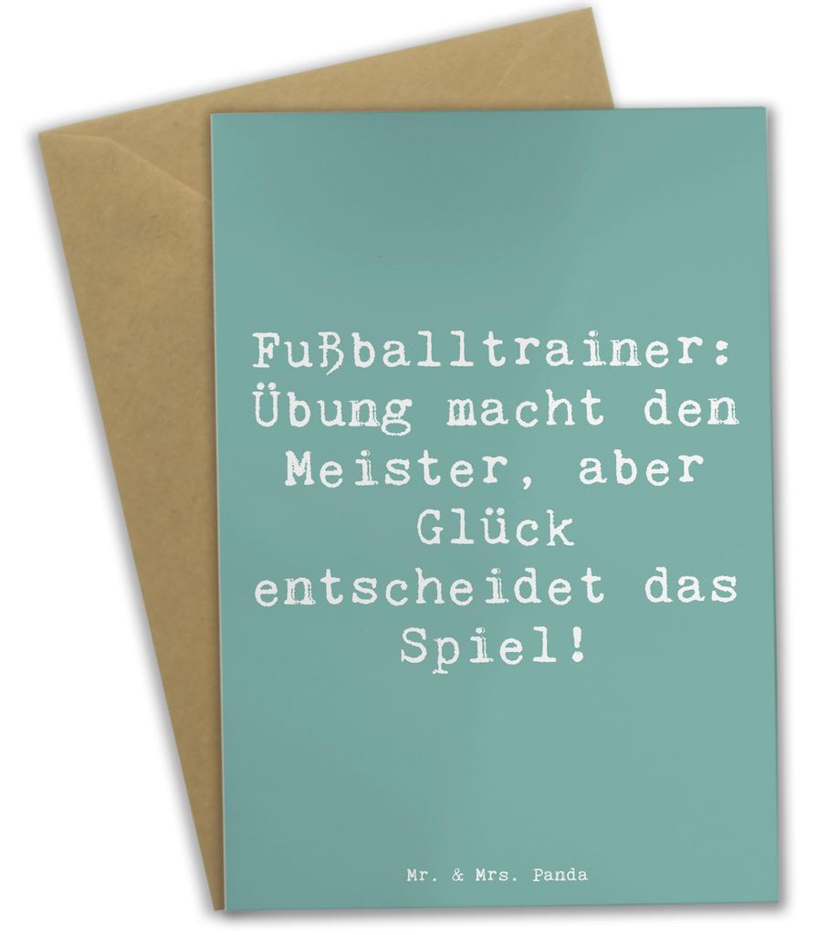 Mr. & Mrs. Panda Grußkarte Spruch Fußballtrainer Erfolgskick - Meeresbrise - Geschenk, genesungskarte, einladungskarten, Mannschaft, Spielfeld, G...