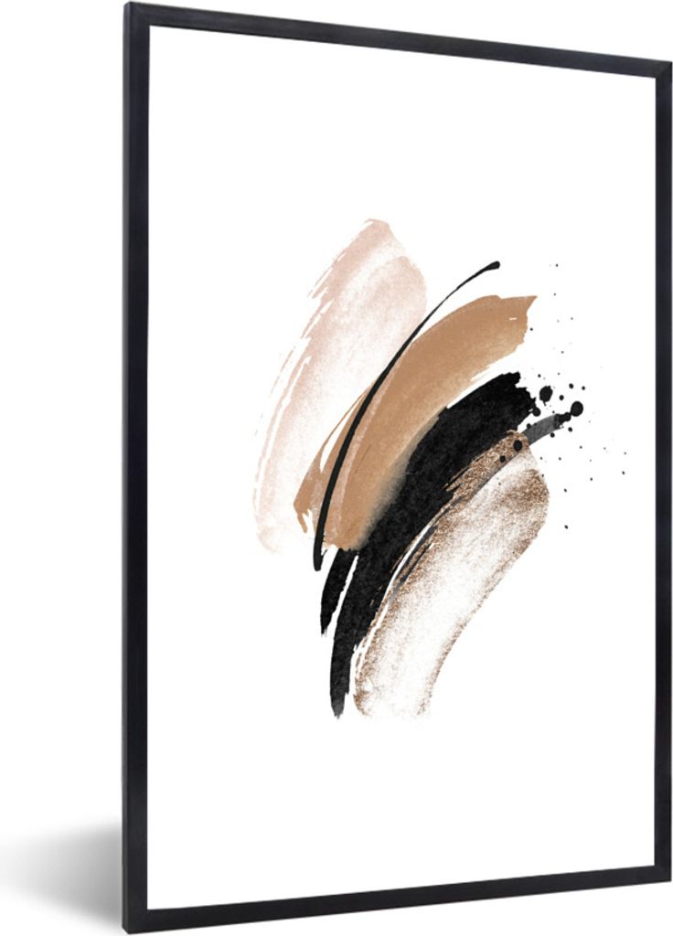 Poster mit Rahmen - Aquarell - Abstrakt - Weiß - 40x60 cm - Poster mit zchwarzem Bilderrahmen