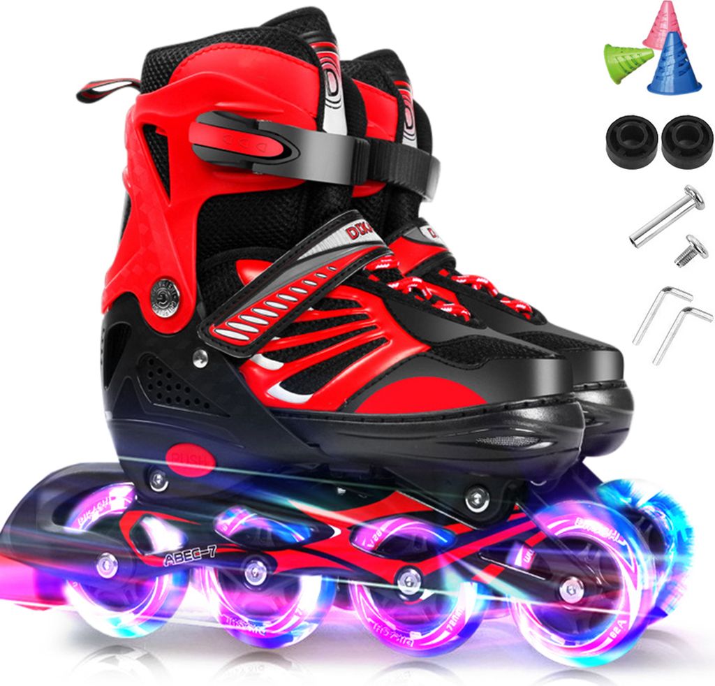 Lixada Inline Skates Kinder Vestellbare Inliner Rollschuhe Geschenk für Kinder Teenager,Jungen Mädchen Anfänger Damen Herren,Größe S:28-33