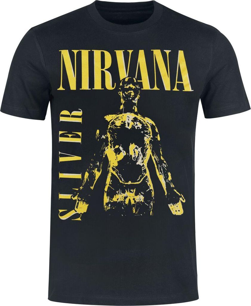 Nirvana T-Shirt Herren Sliver schwarz Band-Merch, Bands 100% Baumwolle L