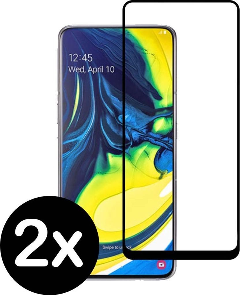 Smartphonica Samsung Galaxy A80 volle Abdeckung gehärtetem Glas Bildschirmschutz mit abgerundeten Ecken - 2 Stück