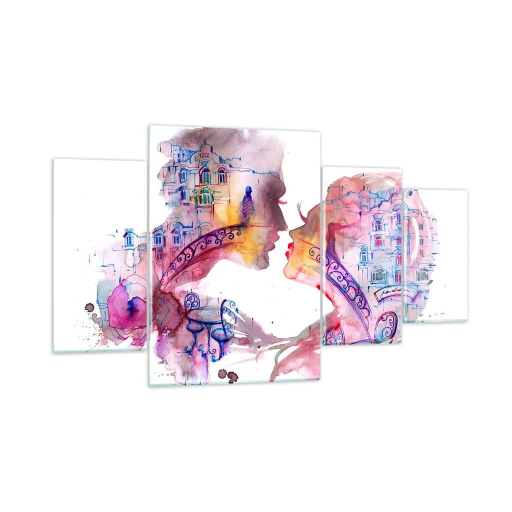 Bilder auf glas - Paar Liebe Frau urban - 160x90cm - Glasbilder - Wandbilder - Kunstdruck - zum Aufhängen bereit - Wanddekoration aus Glas - Glas ...