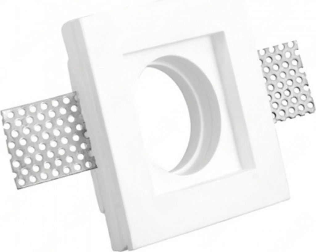 Weißer quadratischer Gips-Einbaustrahlerhalter 100x100x30 mm für GU10- und GU5.3-LEDs