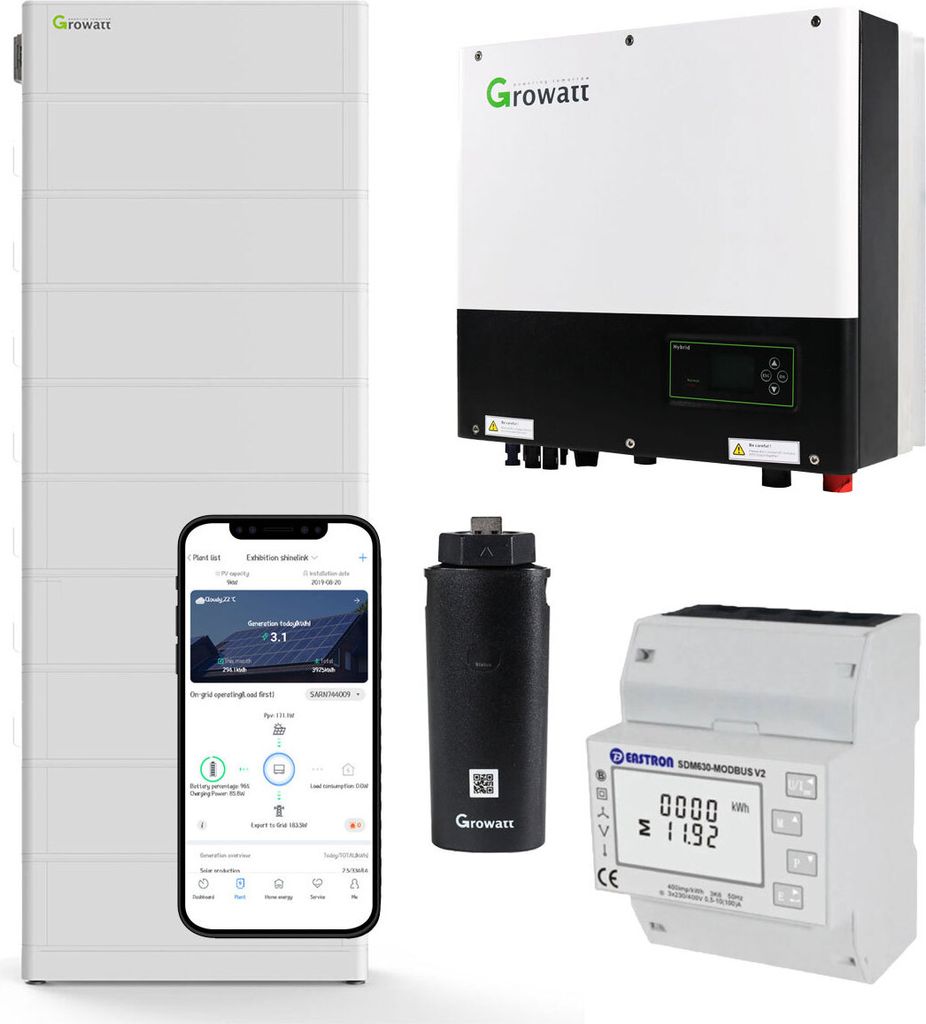 Growatt SPH4000TL3-BH-UP 0% MwSt §12 III UstG 4kW Hybrid Wechselrichter mit 23.0kWh Solarspeicher-Se