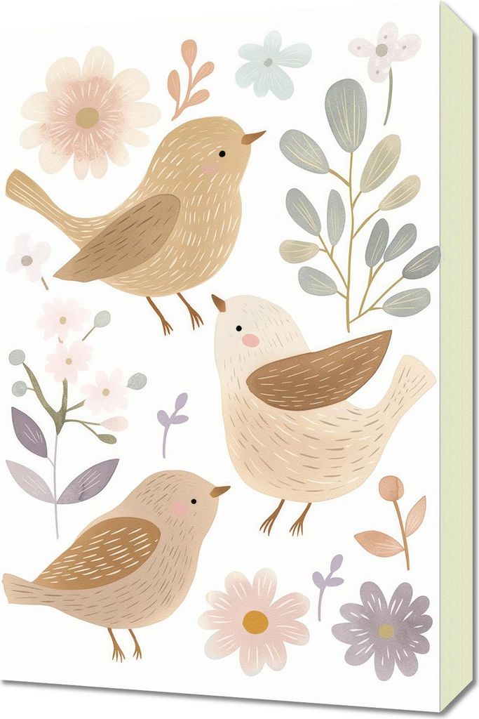 Bild 40x60cm Muster für Kinder, Mädchen und Jungen - Vögel