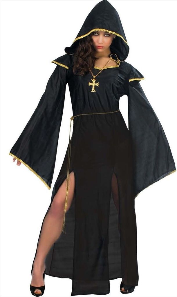 Kostüm Outfit Dunkle Priesterin Nun Ball L
