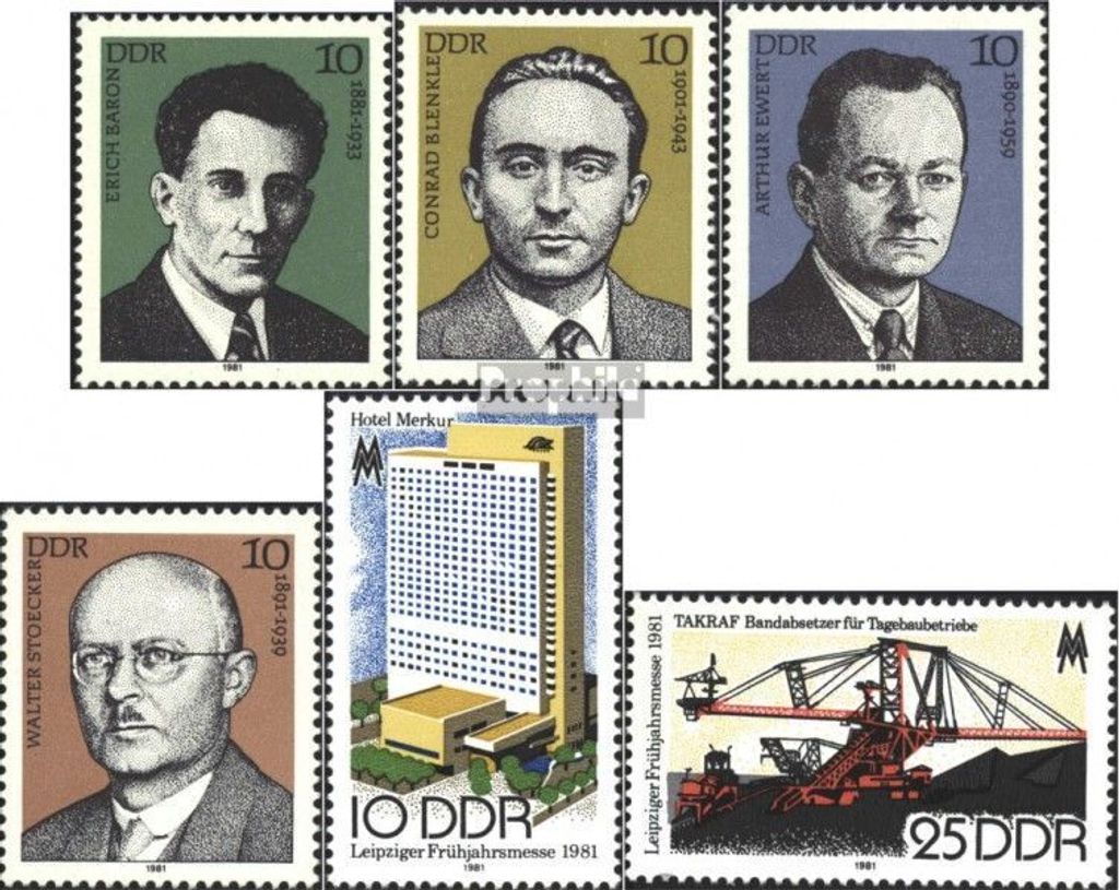 Briefmarken DDR 1981 Mi 2589-2592,2593-2594 (kompl.Ausg.) postfrisch Persönlichkeiten der deutschen Arbeiterbewegung