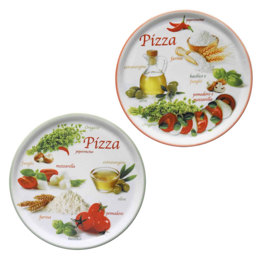 set di 2 piatti pizza Napoli Green & Red Ø 32 cm piatto XL Immagine del prodotto 